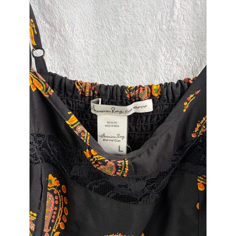 American Rag CIE Black Paisley Boho Sleeveless Mini Dress - Size L - Picture 7 of 9